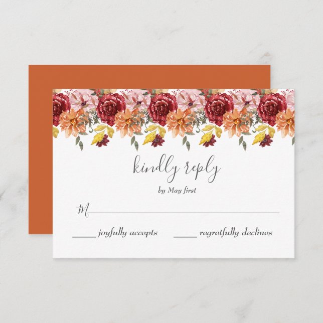 Elegant Höst löv hösten Bröllop OSA Kort (Fram/baksida)