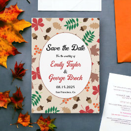 Elegant Höst löv hösten Modern Blommigt Bröllop Spara Datumet