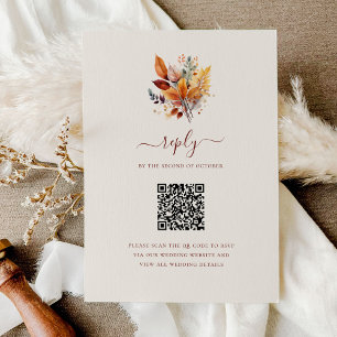 Elegant Höst löv hösten QR-kod Bröllop OSA Kort