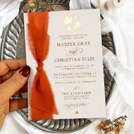 Elegant Höst löv moderna band Bröllop Guld