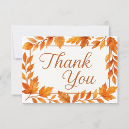 Elegant Höst löv och kopparskript Rustic Bröllop Tack Kort