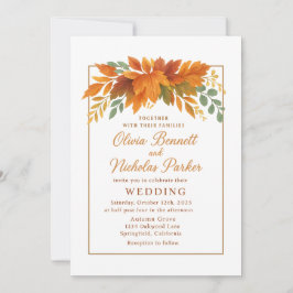 Elegant Höst löv och kopparströms Inbjudningar