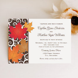 Elegant Höst löv och Swirls Fall Wedding Inbjudningar