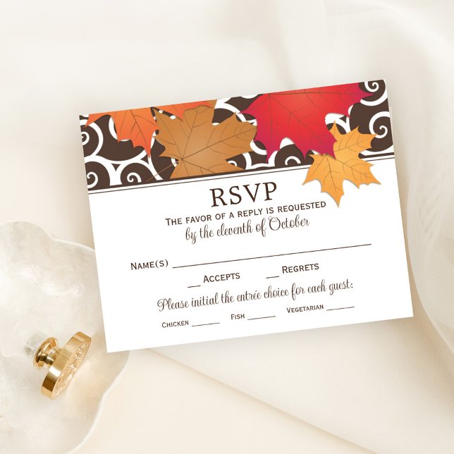 Elegant Höst löv och Swirls Fall Wedding OSA Kort (Skapare uppladdad)