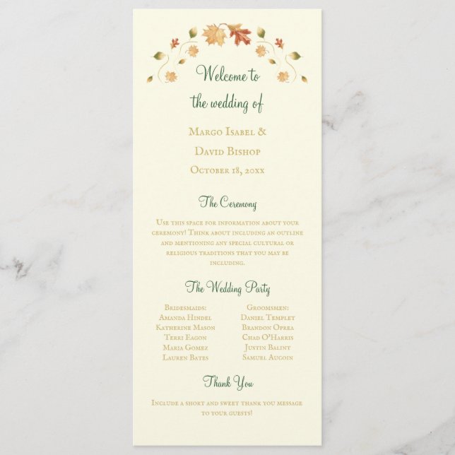 Elegant Höst löv Program (Framsida)