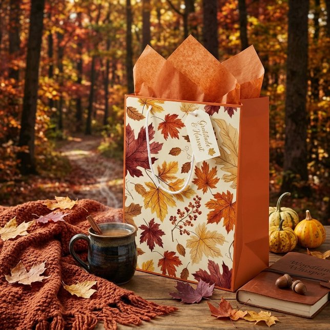 Elegant Höst Löv & Pumpa Presentpresentbag | Höste (Skapare uppladdad)