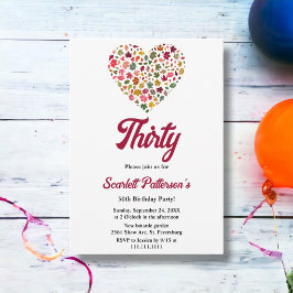 Elegant Höst löv Romantic Heart 30års födelsedag Inbjudningar