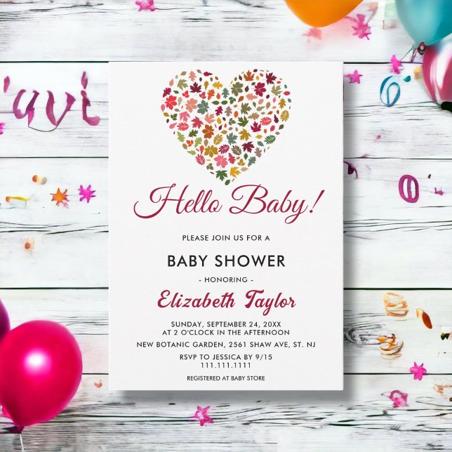 Elegant Höst löv romantisk babystötare Inbjudningar (Skapare uppladdad)