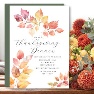 Elegant Höst löv Thanksgiving Inbjudningar