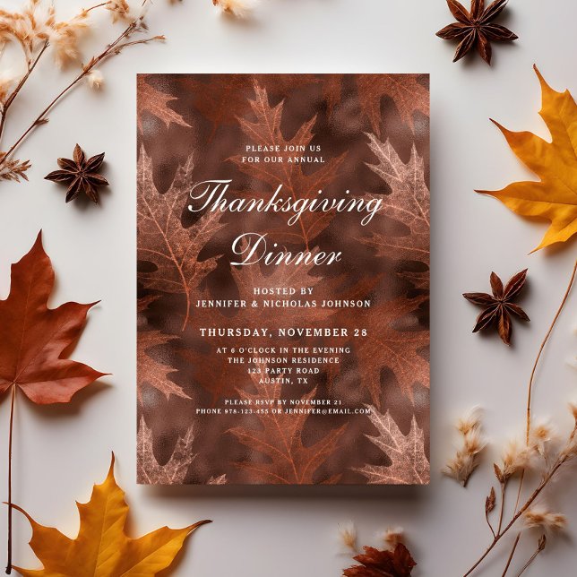 Elegant Höst löv Thanksgiving - middag Inbjudningar (Elegant Fall Leaves Thanksgiving Dinner Invitation)