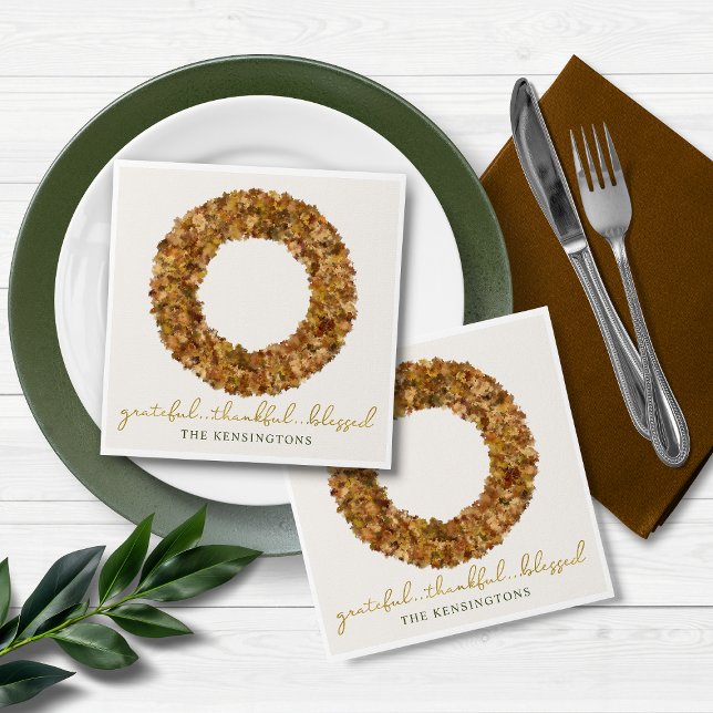 Elegant Höst löv Thanksgiving Rustig utandning Pappersservett (Elegant Autumn Leaves Thanksgiving Rustic Wreath Napkins)