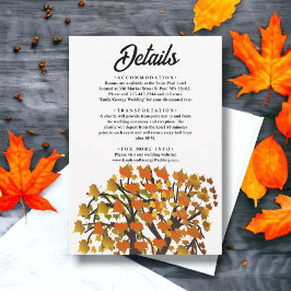 Elegant Höst löv Träd Romantic Bröllop Tilläggskort