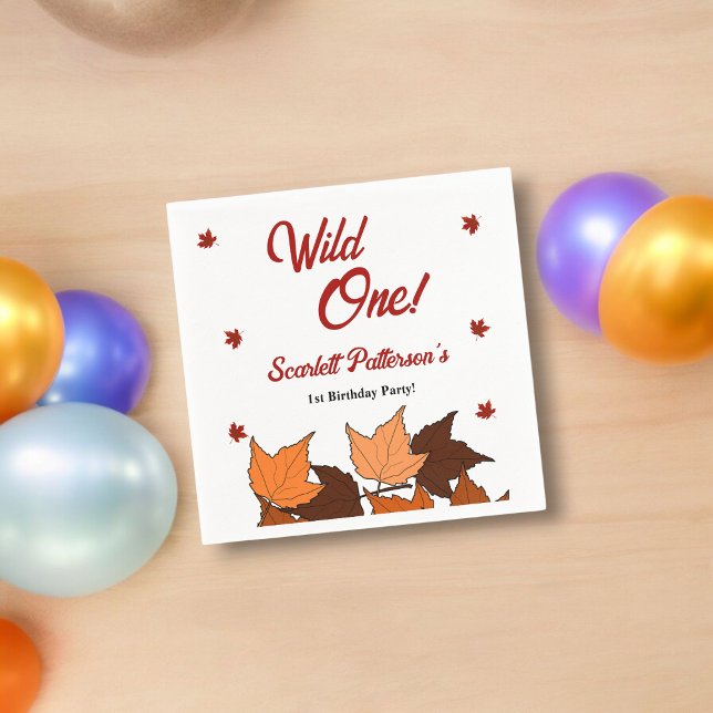 Elegant Höst löv Vild En höst 1:a födelsedag Pappersservett (Skapare uppladdad)