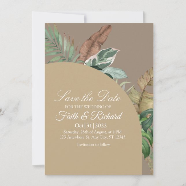 Elegant höst Pampas gräs Bröllop Spara datumet (Framsida)