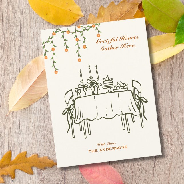 Elegant Höst Thanksgiving Vännernas Middag Vykort (Skapare uppladdad)