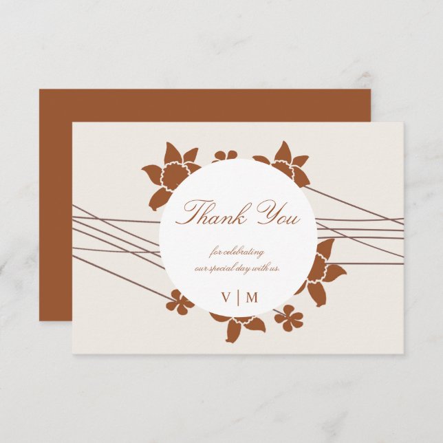 Elegant Höst två Färg sida Blommigt Tack Kort (Fram/baksida)