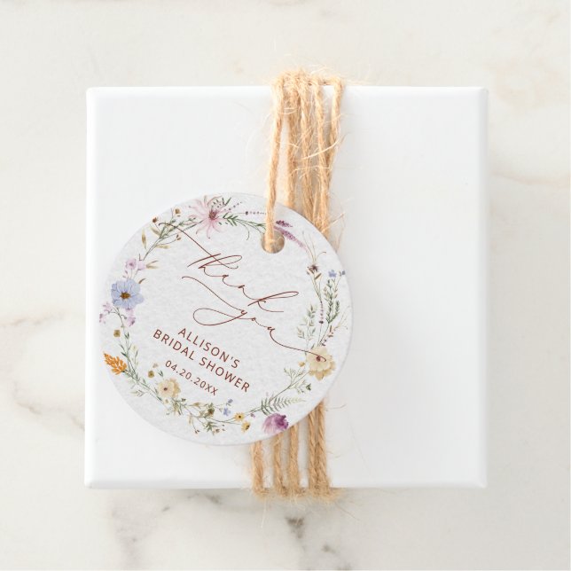 Elegant höst vildblomma bröllopsfest tackar gåvor etiketter (På plats)