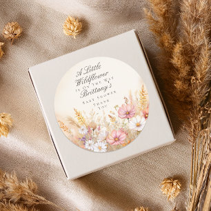 Elegant höstäng vildblomma baby shower-favor runt klistermärke