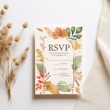 Elegant Höstblad Fall Bröllop RSVP