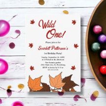 Elegant Höstblad Wild One Höst Första Födelsedag