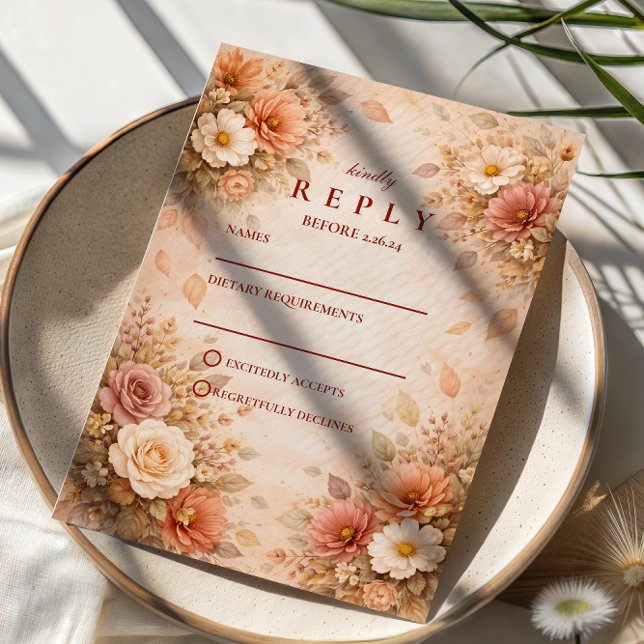 Elegant höstblomma bröllop OSA kort (Skapare uppladdad)