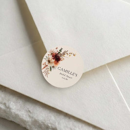 Elegant Höstblomma Bröllopsdusch Runt Klistermärke