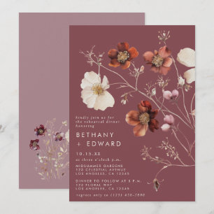 Elegant höstblomma Mauve-övernattningsmiddag Inbjudningar