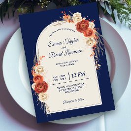 Elegant höstblomma Orange terrakotta marinbrudklän Inbjudningar