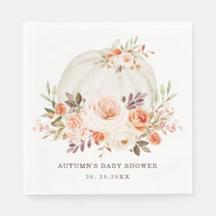 Elegant Höstblomma Pumpa Baby Shower Födelsedag Pappersservett