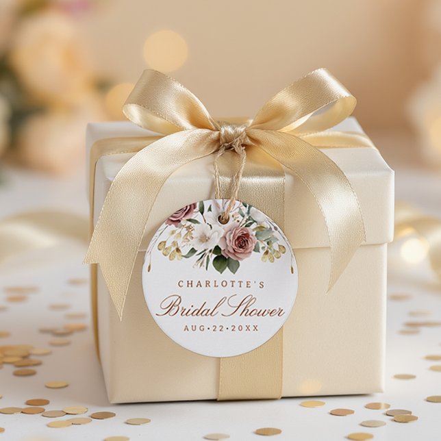 Elegant höstblommig bröllopsfesttagg gåvor etiketter (Bridal Shower Favor Tag)