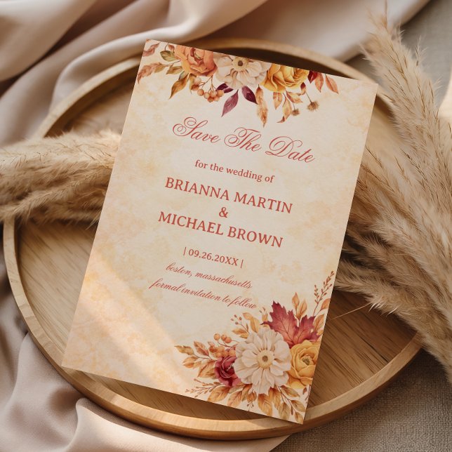 Elegant höstblommig inbjudan Neutral (Skapare uppladdad)