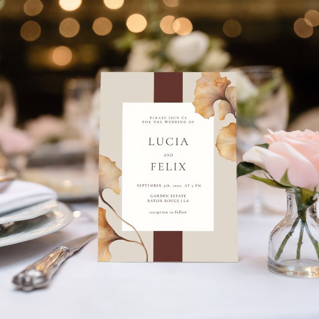 Elegant höstblommig minimalistisk bröllop inbjudningar (Skapare uppladdad)