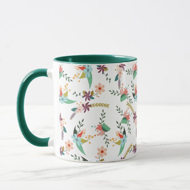 Elegant höstblommig mönster tvåtons kaffemugg (Vänster)