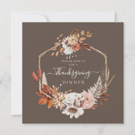 Elegant höstblommig Thanksgiving-middag Inbjudningar