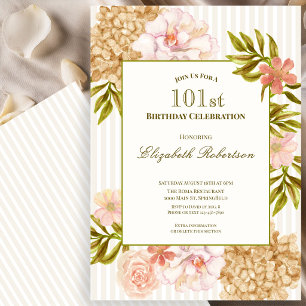 Elegant Höstblommor 101-års Födelsedagsinbjudan Inbjudningar