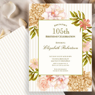 Elegant höstblommor 105-års födelsedagsinbjudan inbjudningar