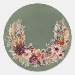 Elegant höstblomsterbåge dekal runt klistermärke