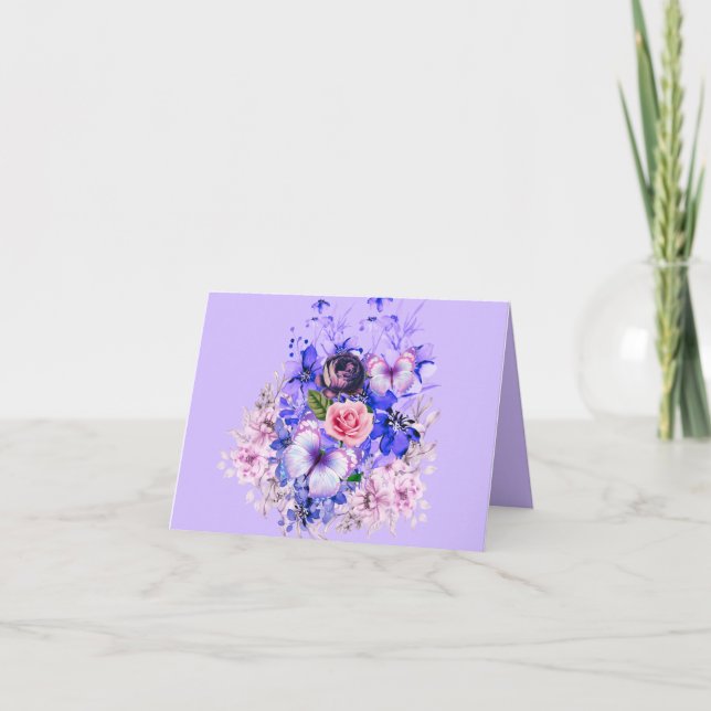 Elegant höstblomsterbukett vikt tackkort (Framsida)