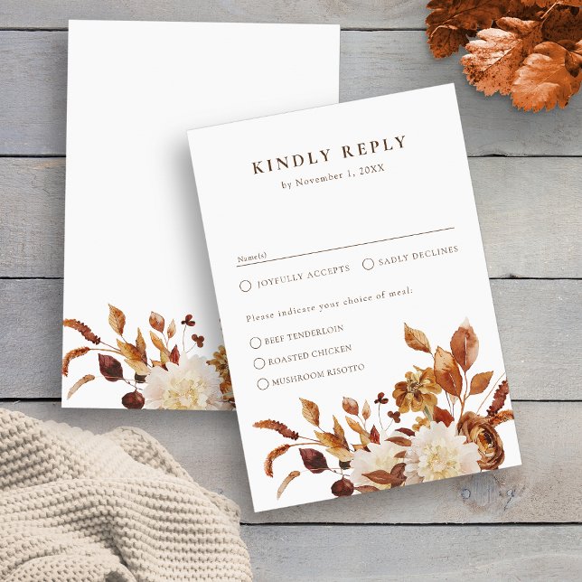 Elegant Höstbröllop OSA Kort (Elegant Fall Watercolor Floral Wedding RSVP Card by Painted Paperie
)