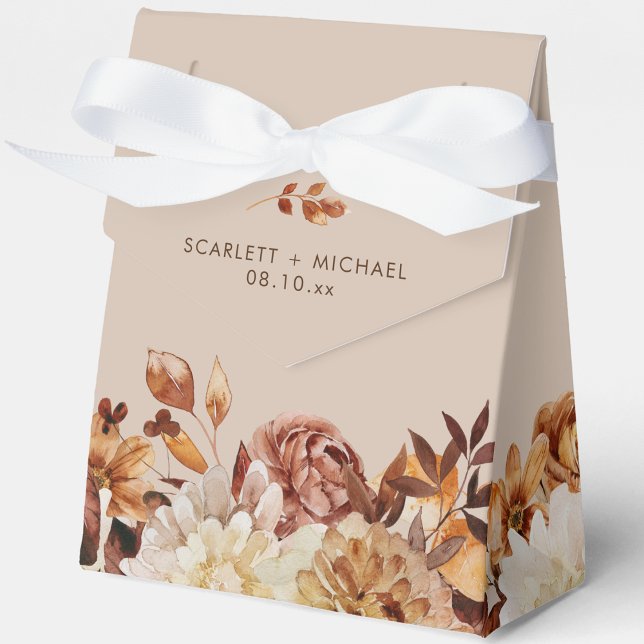 Elegant Höstbröllop Presentaskar (Elegant Watercolor Autumn Floral Wedding Favor Boxes by Painted Paperie
)
