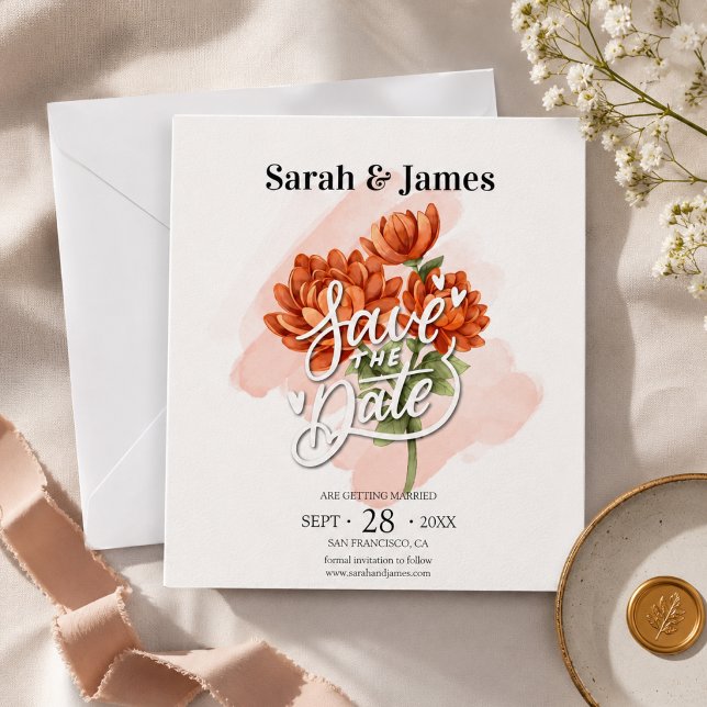 Elegant höstbröllopsinbjudan med blomsterdesign inbjudningar (Skapare uppladdad)