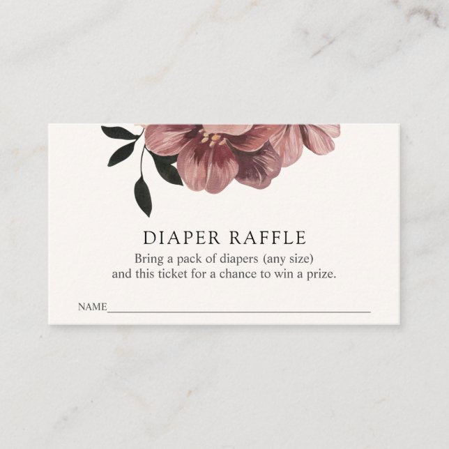 Elegant Hösten Blommigt Baby Diaper Raffle Biljett Tilläggskort (Framsida)