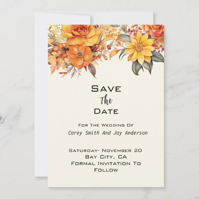 Elegant Hösten Blommigt Bröllop Inbjudningar (Framsida)