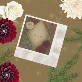 elegant hösten blommigt bröllop pappersservett