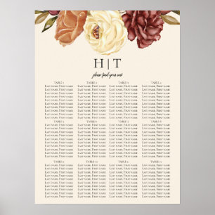 Elegant Hösten Blommigt Bröllop Säten Poster