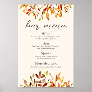 Elegant Hösten Bröllop Anpassningsbar Höst löv Pub Poster