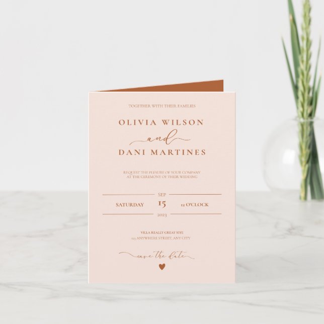 Elegant Hösten Färg Bröllop Inbjudan (Framsida)