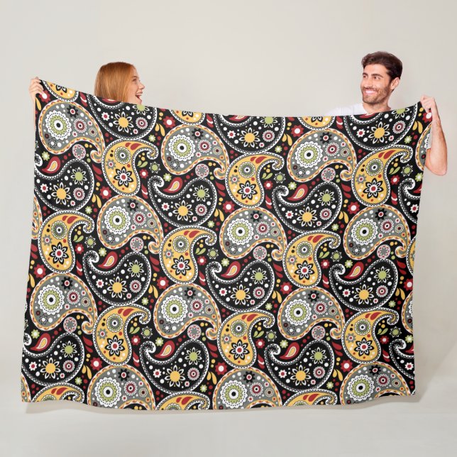 Elegant Hösten Färger Paisley Skriv ut Mönster Fleecefilt (På plats)