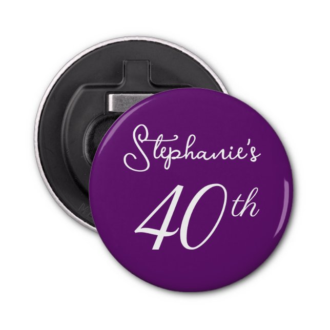 Elegant Hösten Lila Monogram 40 födelsedag Party Flasköppnare (Framsidan)