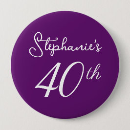 Elegant Hösten Lila Monogram 40 födelsedag Party Knapp